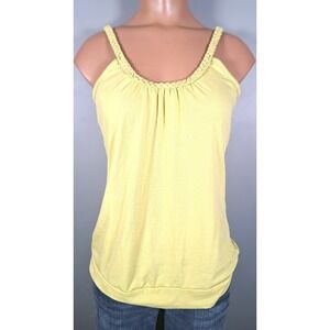 American Rag Cie Lime Green Braided Strap Tank Top Scoop Neck Banded Hem Size L